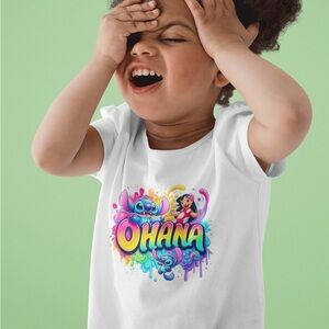 Ohana Graphic White Kids T-Shirt